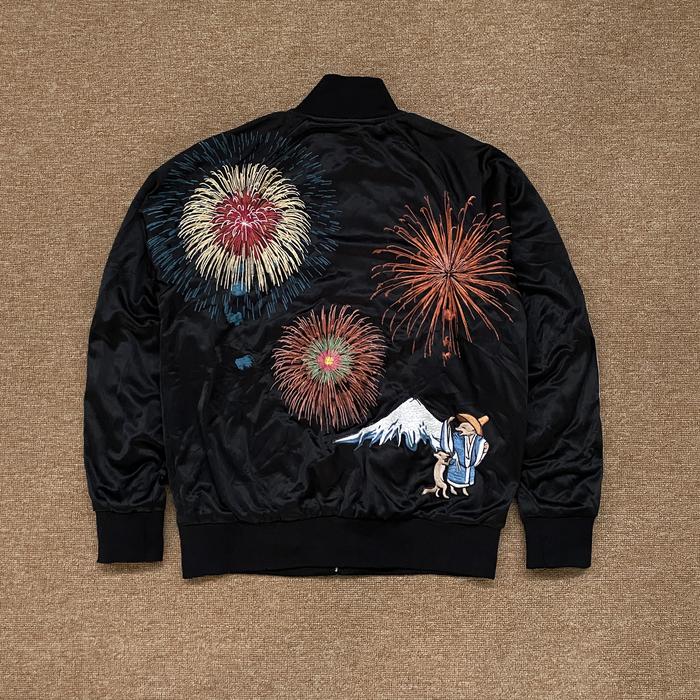 Vintage Japanese Classic Script Fireworks Embroidery Sukajan Jacket