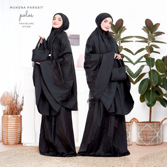 mukena traveling dewasa mukenah parasit premium polos satu set atasan bawahan