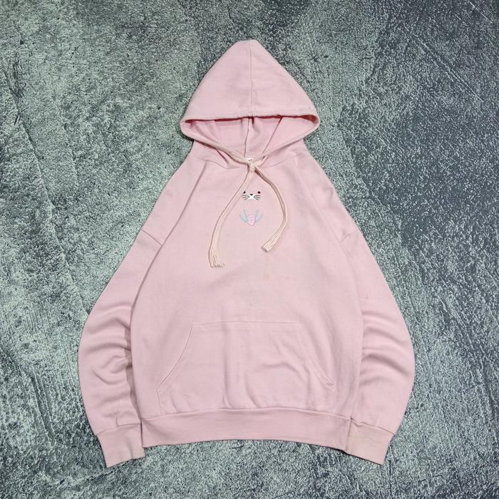 Jaket sweater Hoodie JACKPOT pink logo bordir murah size M
