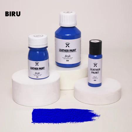 cat sepatu warna biru cat tas canvas kulit sintetis paint 40ml