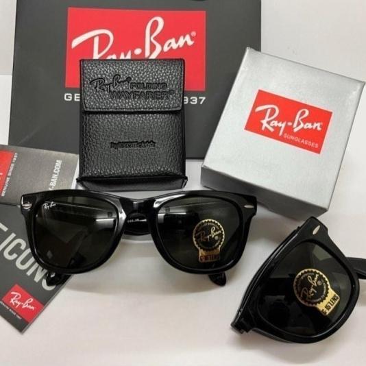 Kacamata Original Rayban RB4105 Wayfarer Folding Full Black Glossy