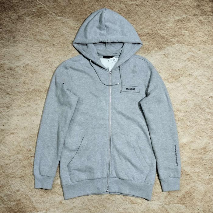 zip hoodie abu abu muda ANDEW daleman fleece jemper pria murah bagus size L