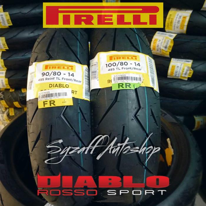 paket ban pirelli  90 80 14 & 100 80 14 pirelli diablo rosso sport