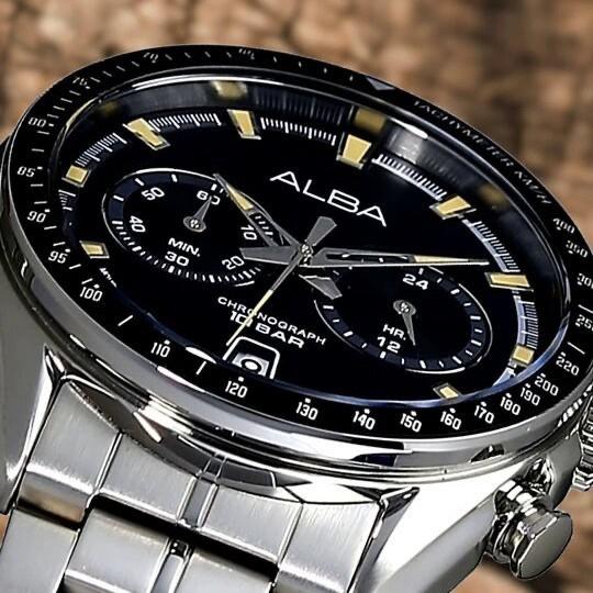 ALBA A4B015X1 A4B015 MEN ANALOG QUARTZ MOVEMENT BLACK DIAL A4B015X STAINLESS STEEL STRAP ORIGINAL