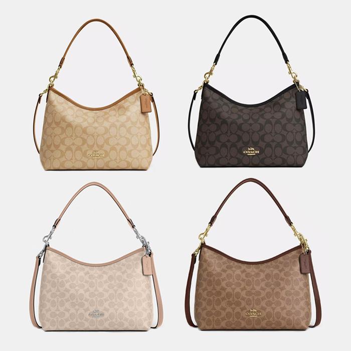 Coach Tas Selempang Wanita Laurel CR149 - Tas Bahu Wanita Original Kanvas Berlapis dengan Pegangan L