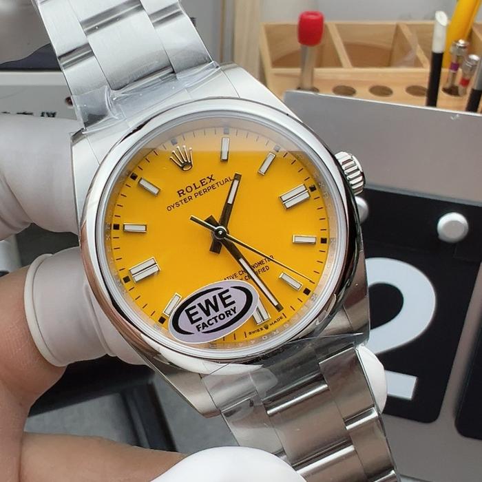 Jam Tangan Pria Elegan 41mm – Mesin Otomatis HZ3230, Dial Kuning Cerah