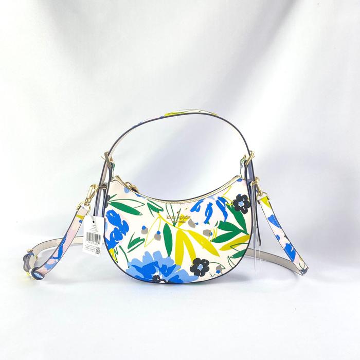 tas wanita ks madison crescent shoulder halfmoon festival floral cream vj