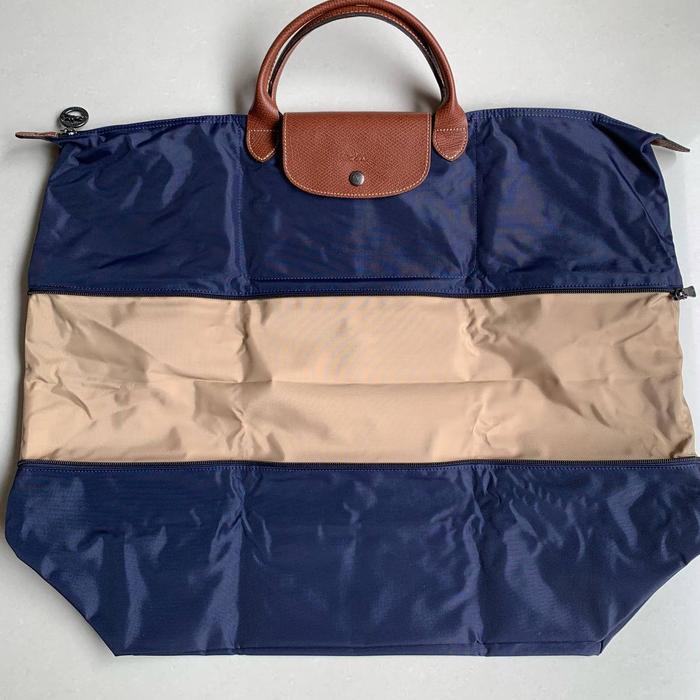 Longchamp Le Pliage Club Travel Bag Navy/Beige Expandable Large