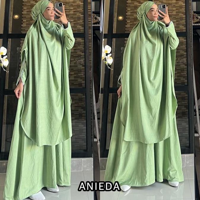 Good Habibah Set French Khimar Long 4 Look Bahan n Premium Gamis Muslim Jumbo Syari Umroh Haji Lebar
