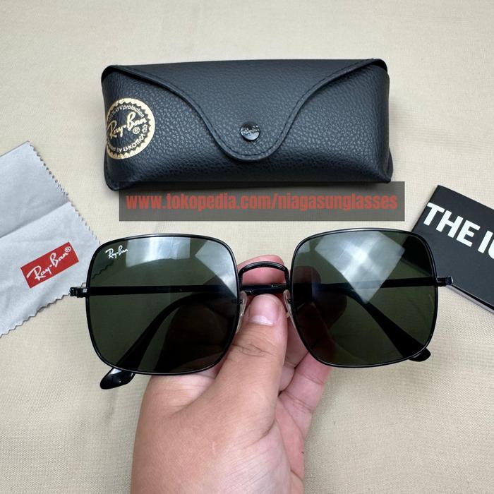 Kacamata Rayban Square 1971 Black Green Second Original
