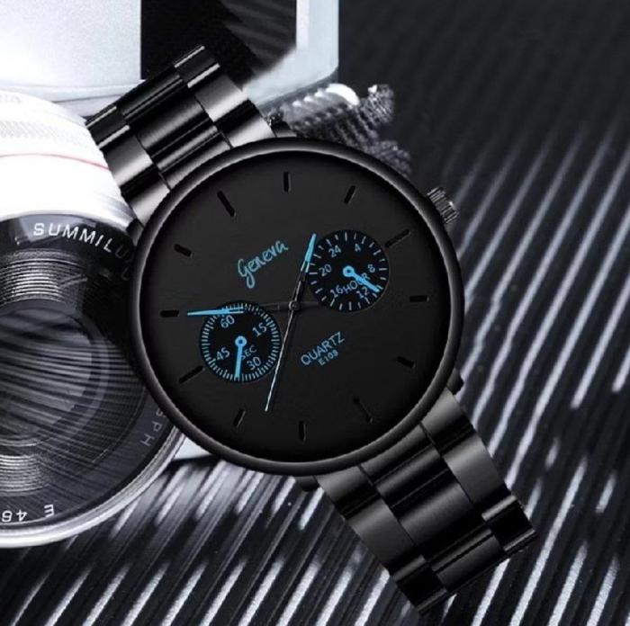 Jam Tangan Pria GENEVA Kasual Dial Tipis Quartz Analog