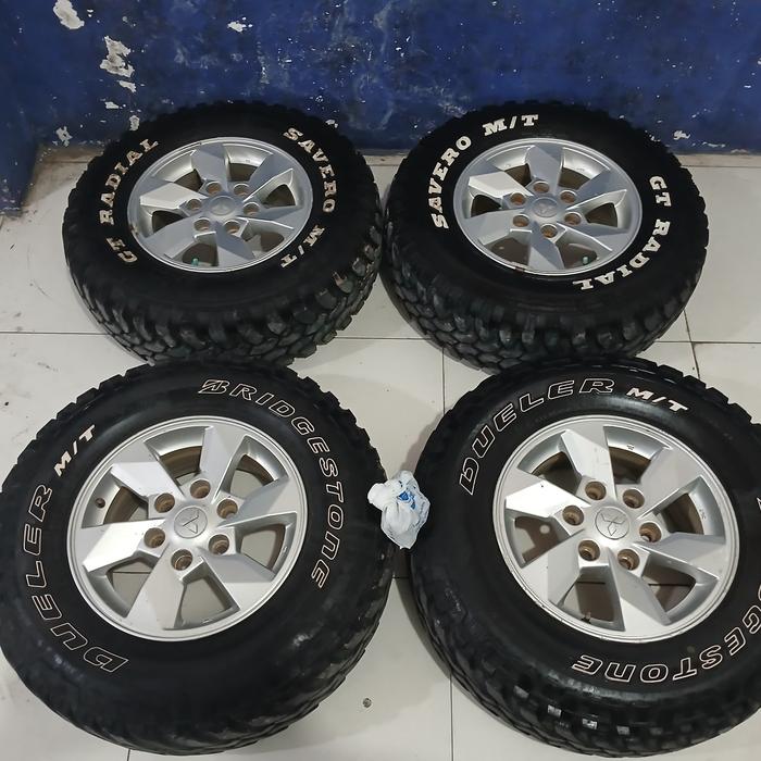 Velg bekas Mobil Original Triton Ring 16+ban 245 75 R16 pcd 6x139 kondisi bekas siap pakai