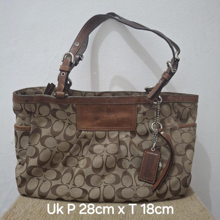 Tote kanvas coach signature vintage brown