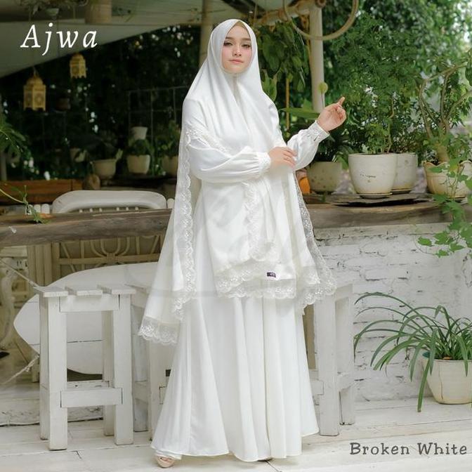 Good Gamis Syari Set Khimar Umroh Hitam Putih Uniquely Ori. Baju Muslim Berkualitas