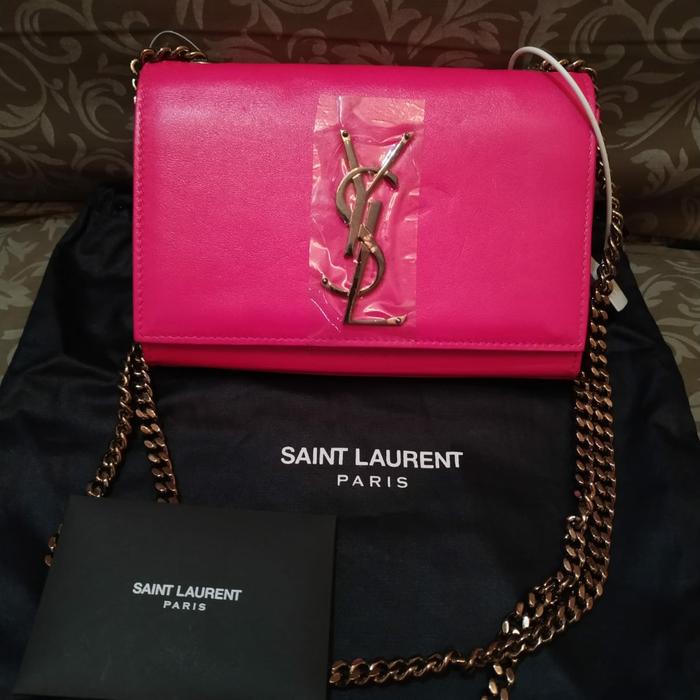 NEW YSL SAINT LAURENT MONOGRAMME PINK BAG AUTHENTIC Tas Wanita