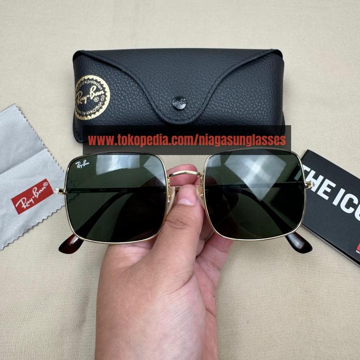 Kacamata Rayban Square 1971 Gold Green Second Original