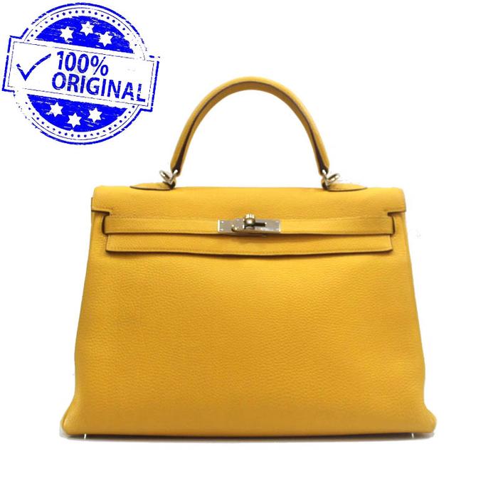 Preloved Hermes Kelly 35 K35 Yellow Soleil Togo PHW M Square 2009