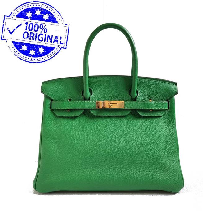 Preloved Hermes Birkin 30 B30 Green Bamboo Clemence GHW R 2014