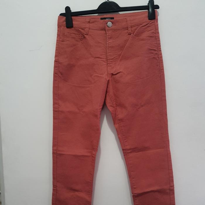 kulot jeans highwaist wanita second import korea merah HW jeans krim bagus loose pants kulot