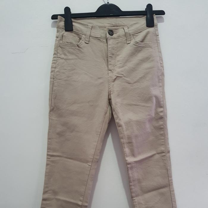 jeans wanita highwaist boyfriend second import korea krim karet murah bagus ngaret