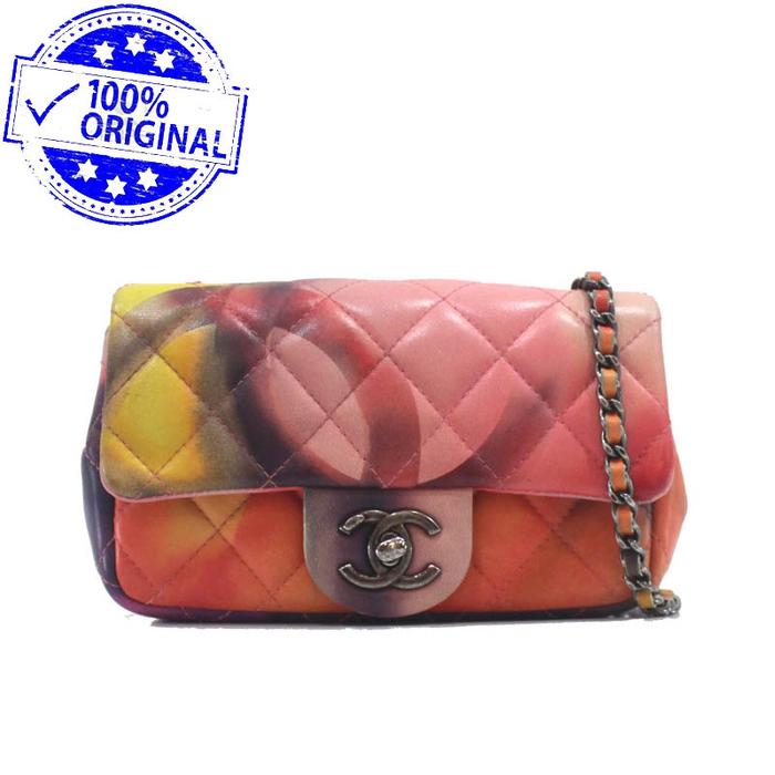 Preloved Chanel Mini Classic Flap Flower Power Multicolor Lambskin RHW #20