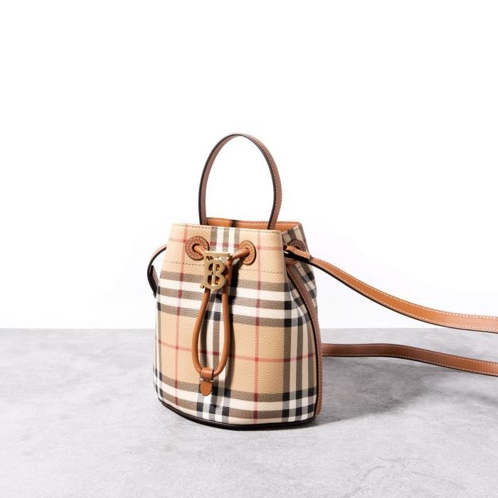 BURBERRY Mini TB bucket bag Archive Beige - Briar Brown