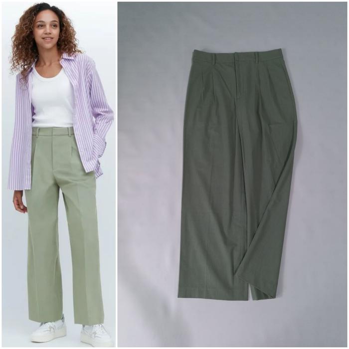 UNIQLO Pleated Wide Pants (Green L)