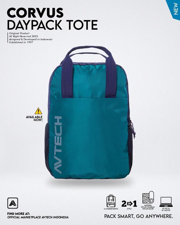 AVTECH - Tas Ransel Daypack Tote Laptop Harian Sekolah Kerja Travel Bag Lifestyle 20 Liter - CORVUS 