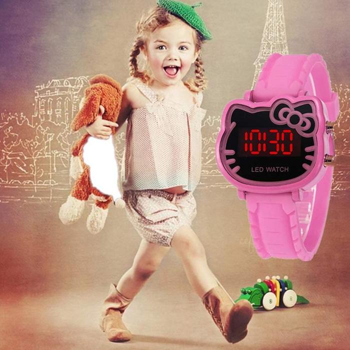 Premium Jam Tangan Hello Kitty Led Anak Perempuan - Jam Tangan Anak Fashion Led Watch KARAKTER HELLO