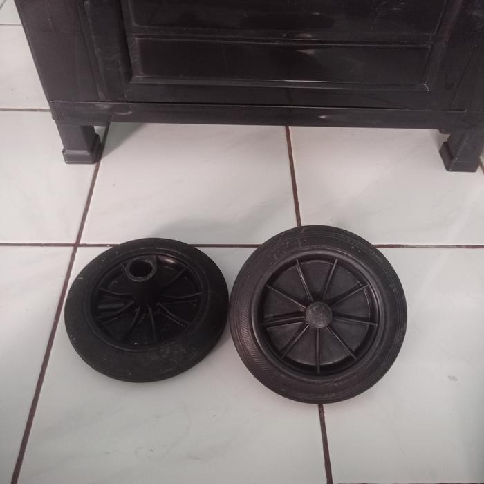 Roda Gerobak Sampah Universal,Sepasang Roda Tong Sampah Besar, Roda Gerobak Sampah 120/240 Liter Mur