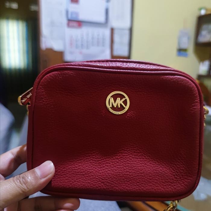 Tas Original Michael Kors tipe Fulton Large East West Crossbody Warna Merah (Preloved ORI)