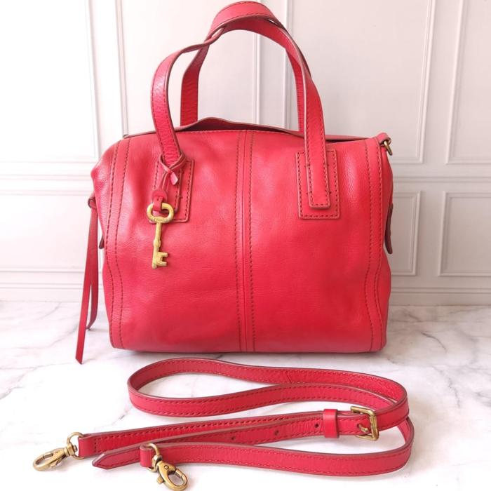 Fossil Preloved emma Satchel red