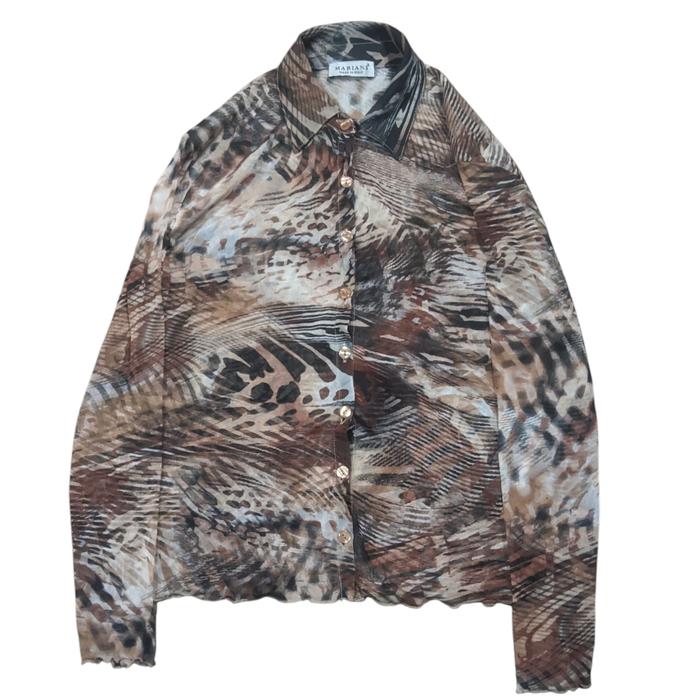 Kemeja mariani vintage mesh animals print leopard y2k graphic cop copine depop y2k fairy core japane