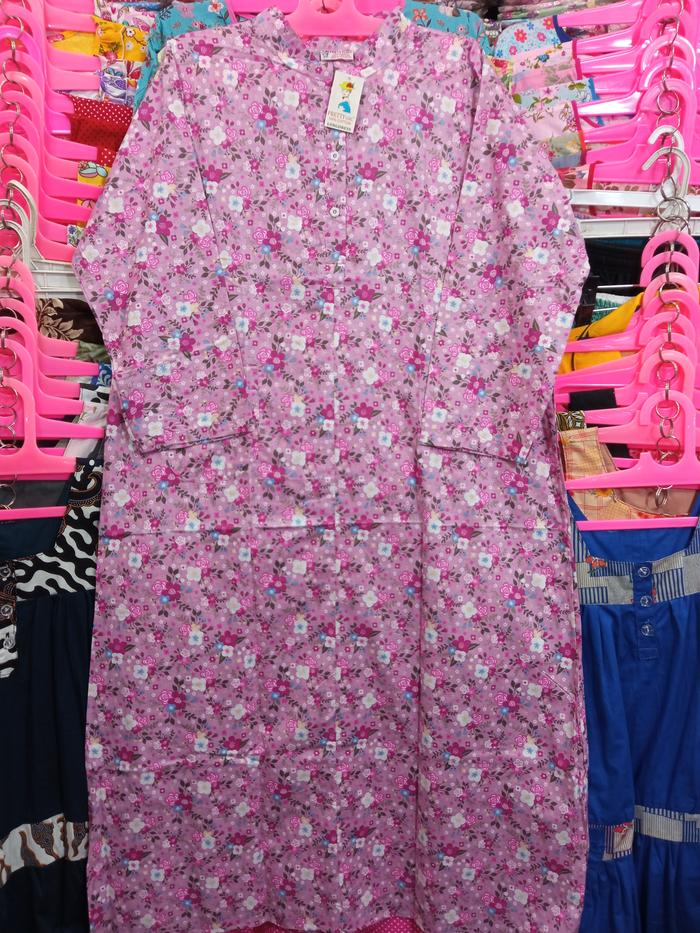 Longdress Daster Panjang Lengan Panjang Kerah Shanghai PRETTY GIRL Katun Jepang Lokal Busui Bumil Ca