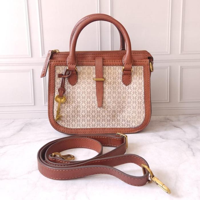 Fossil Preloved Ryder Mini Satchel Taupe Tan