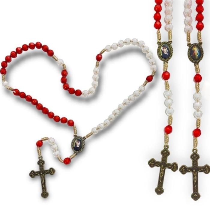 Rosario Merah Putih 8mm P1/8 - Kalung Rosario - Rosario - Rosario Koronka - Rosario Faustina - Rosar