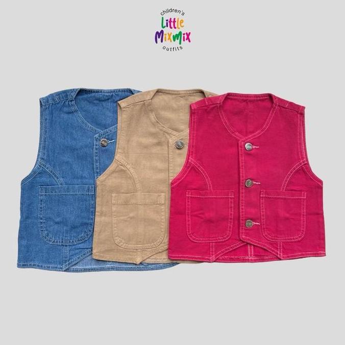 Mixmix VEST DENIM - Vest Rompi Jeans Anak 2 - 7 Tahun Unisex