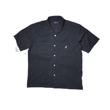 The Original Kangol Of London Black open colar Shirt short sleeves Size M  PxL : 72 x 56 cm