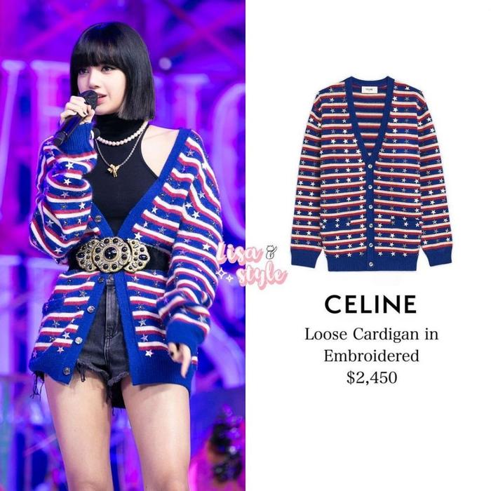 CELINE loose cardigan embroidered Lisa Blackpink