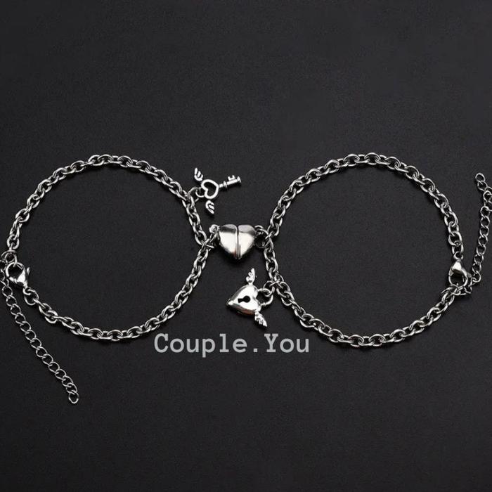 Gelang Couple Rantai Kunci Gembok Magnet Love