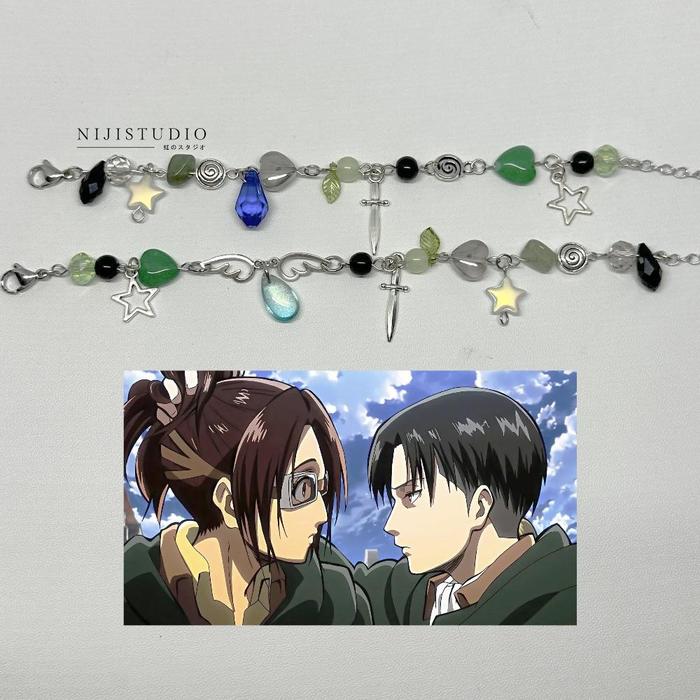 matching bracelet attack on titan aot levi hange themed ⍣ ೂೕ | gelang matching | gelang manik y2k co