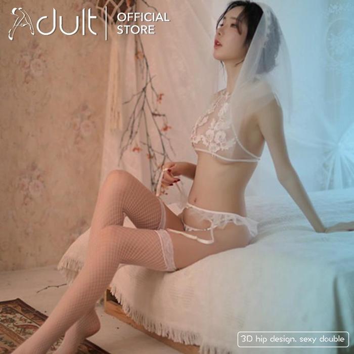 ORANGE ADULT Lingerie Seksi Cosplay Bride Baju Tidur Dewasa Hot Lingerie Sexy Pengantin Dengan Layer