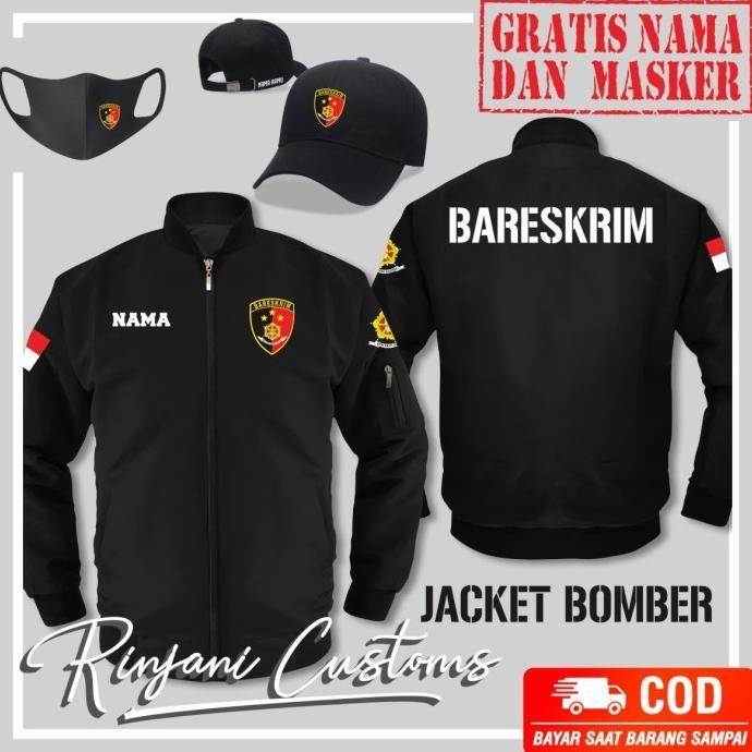 ZYDAN STORE. JAKET BOMBER ANTI AIR BARESKRIM GRATIS NAMA DAN MASKER - JAKET RESKRIM