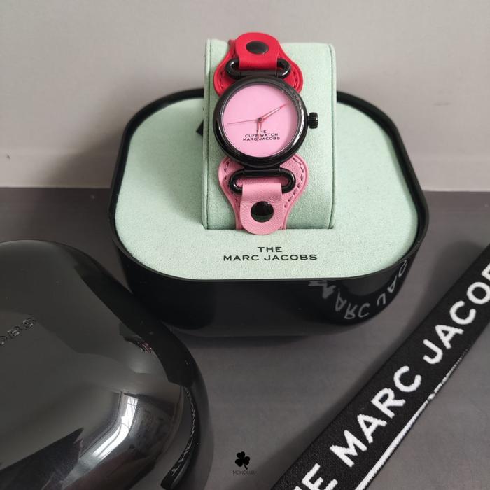 Nwt jam MJ M*arc jacobs the cuff watch pink dial colorblock strap pink red black hardware mj01201847