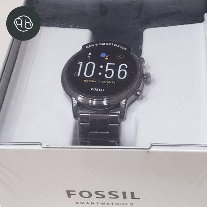 Fossil Gen 5 The Carlyle HR FTW4024 Smartwatch Men Digital Dial Gunmetal Stainless Steel Strap