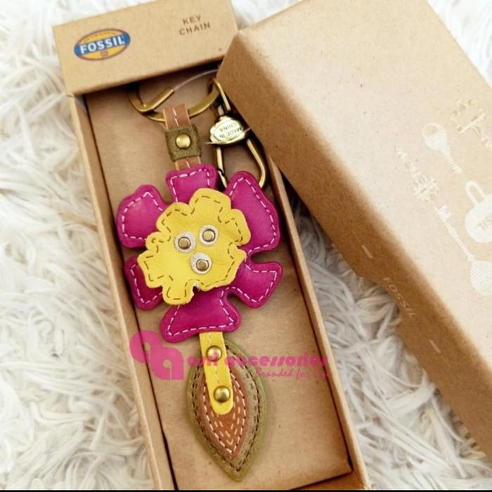 NWT Vintage Fossil KeyFob Bag Charm Gantungan Kunci Brass in Box