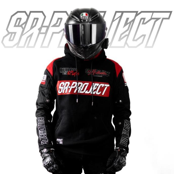 ZYDAN STORE. Hoodie SR Project Born To The Ride Hoodie Mesh Original Black Red