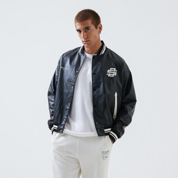 ZYDAN STORE. CELCIUS Sports Varsity Baseball Jacket Kulit I31000279C Hitam