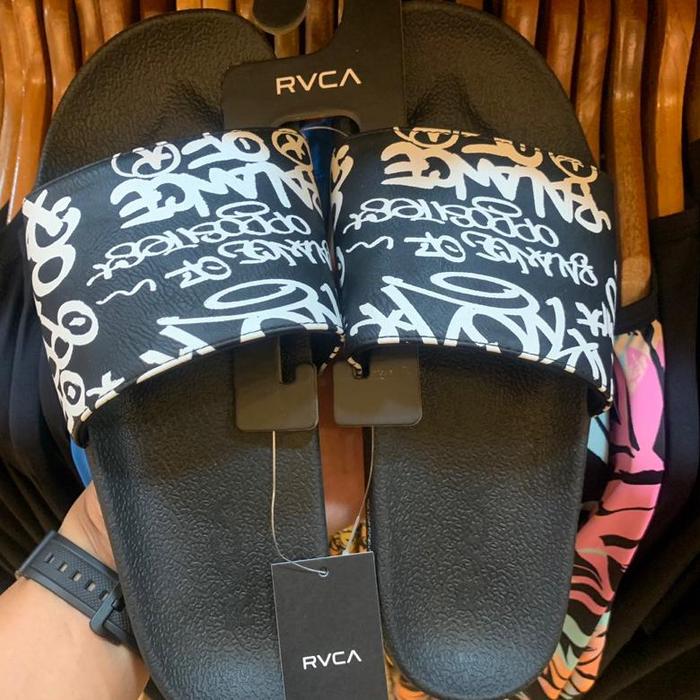 Sandal Pria Slide Rvca Original Rvca Sport Slide Black New