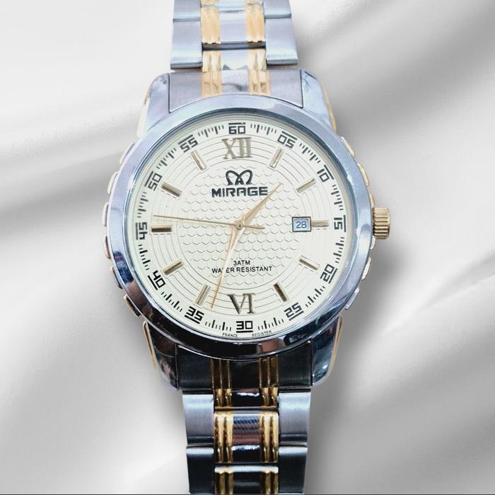 Mirage 8267 silver gold jam tangan pria original